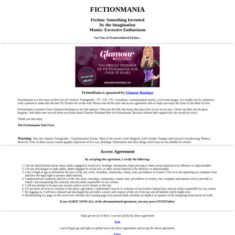 Fiction Mania, a user-based free Trans erotic literature site stacks thousa...