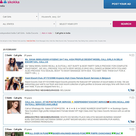 Skokka.com is one of the largest escort index sites I have ever seen. 