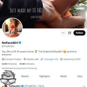 NoFaceGirl Twitter - twitter.comTheNFGirl