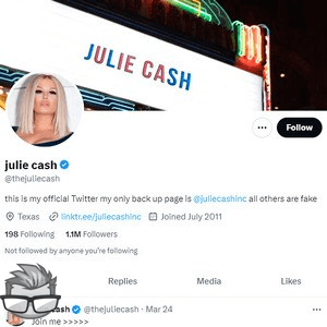 Julie Cash Twitter - twitter.comthejuliecash