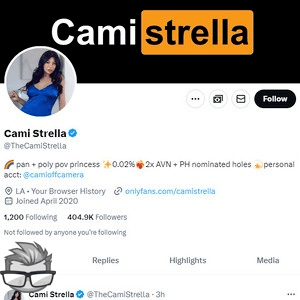 Cami Strella Twitter - twitter.comthecamistrella