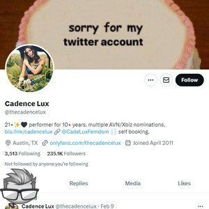 Cadence Lux Twitter - twitter.comthecadencelux