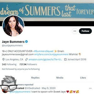 Jaye Summers Twitter - twitter.comsunjayesummers