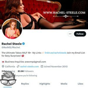 Rachel Steele Twitter - twitter.comredmilfrachel