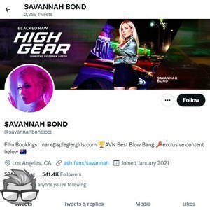 Savannah Bond Twitter - twitter.comsavannahbondxxx