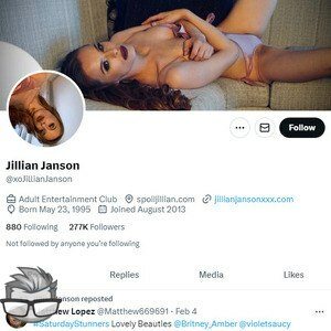 Jillian Janson Twitter - twitter.comxojillianjanson